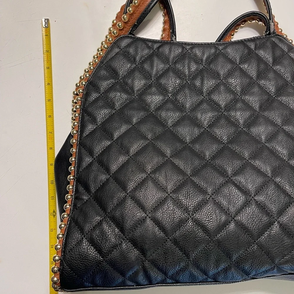 Big Buddha Grayson Black Quilted Faux Leather Hobo Bag